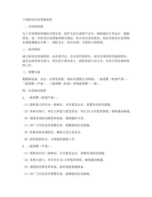 下雨防汛应急预案流程