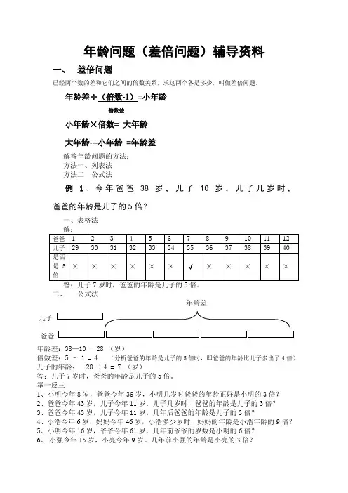 二年级奥数年龄问题(差倍问题)