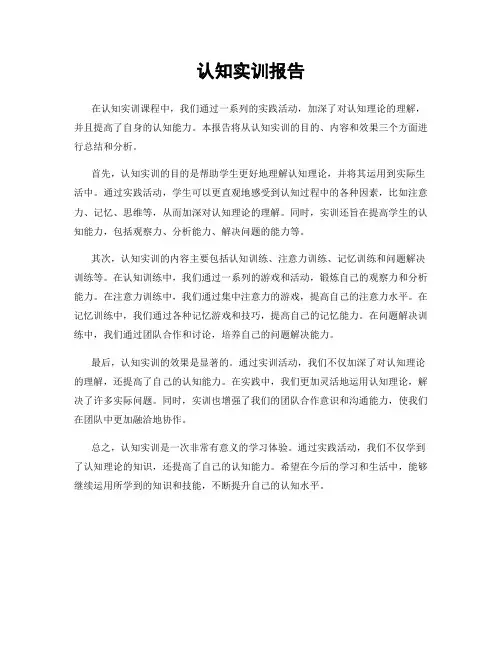 认知实训报告