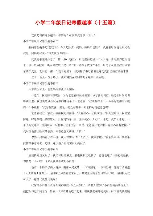 小学二年级日记寒假趣事(十五篇)