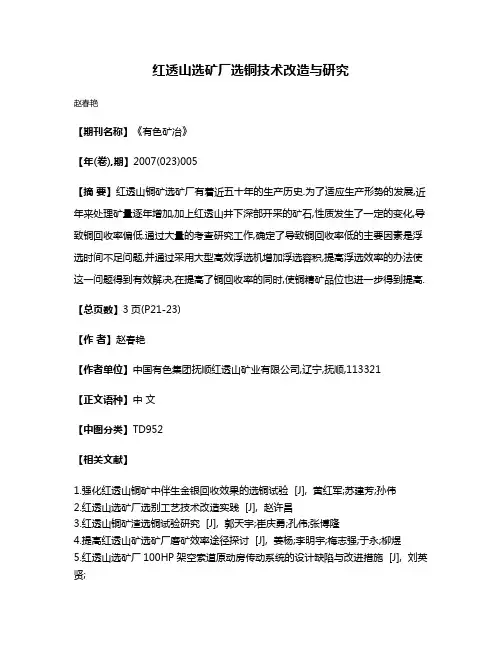 红透山选矿厂选铜技术改造与研究