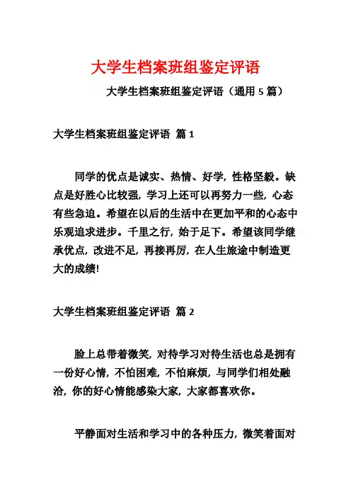 大学生档案班组鉴定评语
