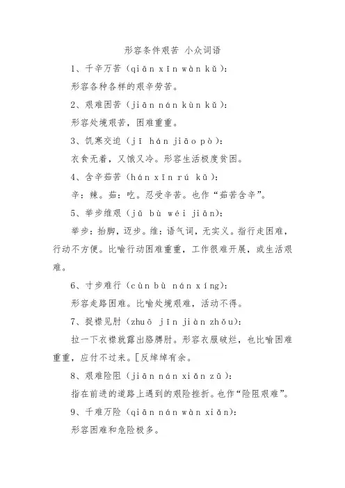 形容条件艰苦 小众词语