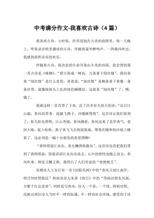 中考满分作文-我喜欢古诗(4篇)