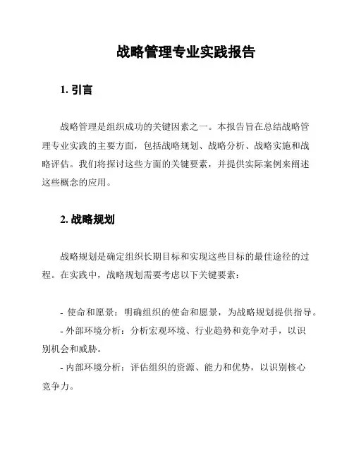 战略管理专业实践报告