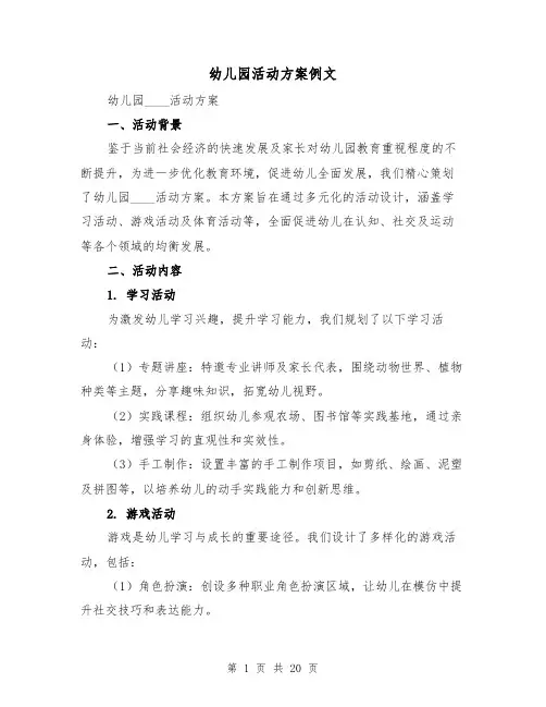 幼儿园活动方案例文（6篇）