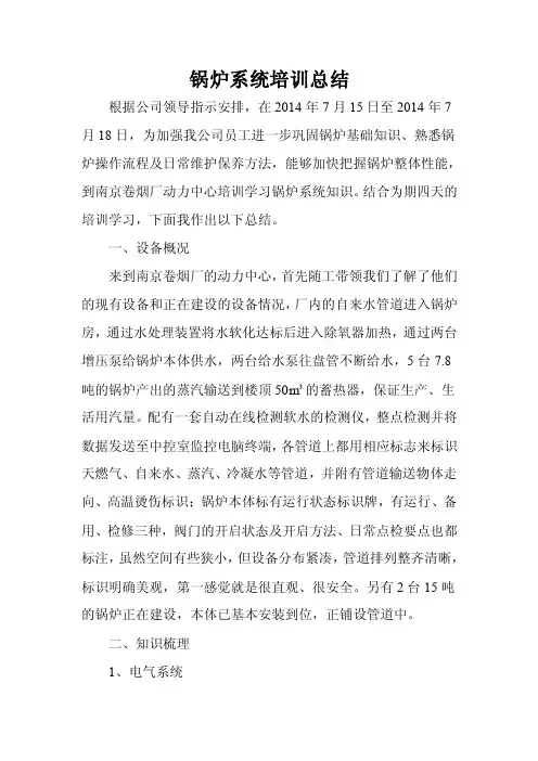锅炉系统培训学习总结