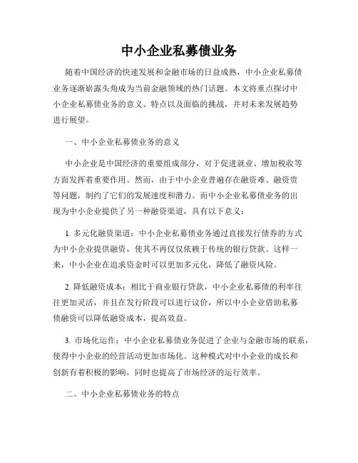 中小企业私募债业务