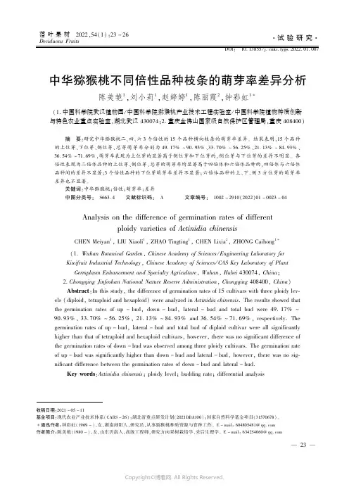 中华猕猴桃不同倍性品种枝条的萌芽率差异分析