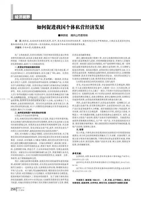 如何促进我国个体私营经济发展