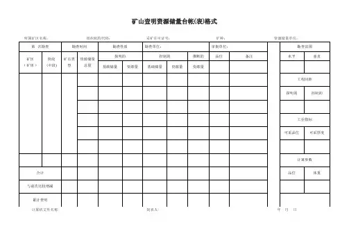 矿山查明资源储量台帐各类表格