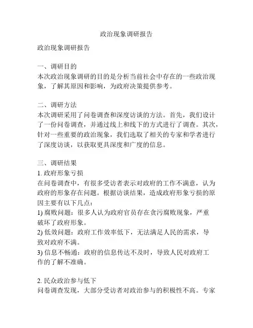 政治现象调研报告