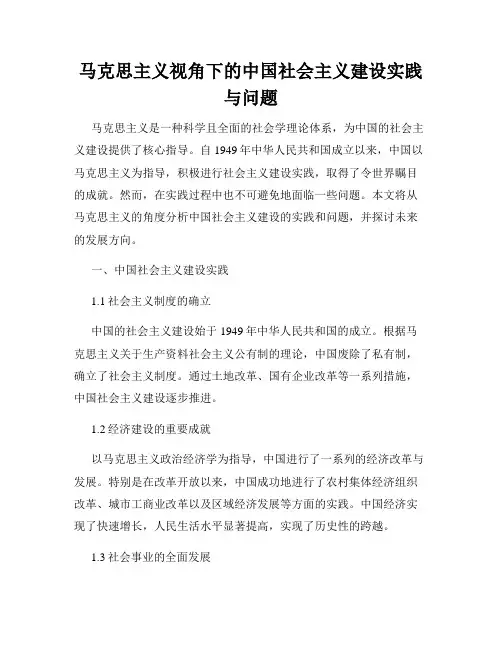 马克思主义视角下的中国社会主义建设实践与问题