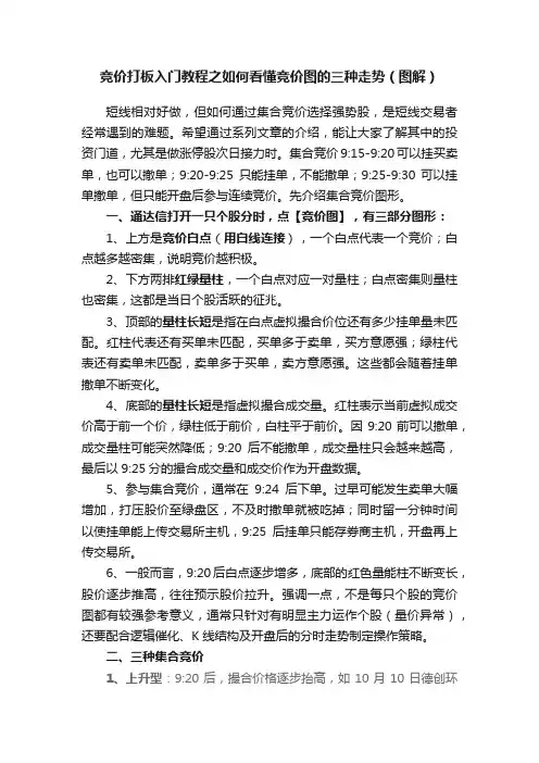 竞价打板入门教程之如何看懂竞价图的三种走势（图解）