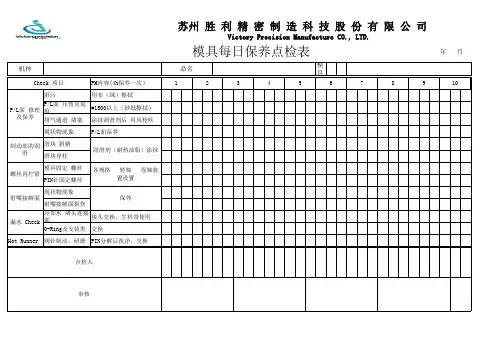 模具每日保养点检表