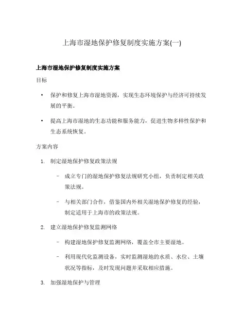 上海市湿地保护修复制度实施方案(一)