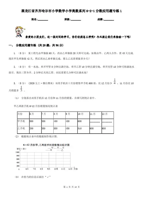 黑龙江省齐齐哈尔市小学数学小学奥数系列6-2-1分数应用题专练1