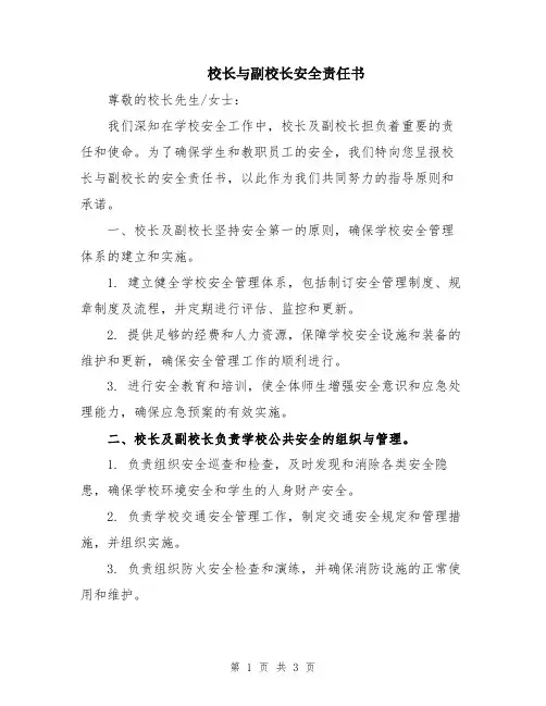 校长与副校长安全责任书