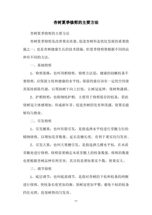 杏树夏季修剪的主要方法