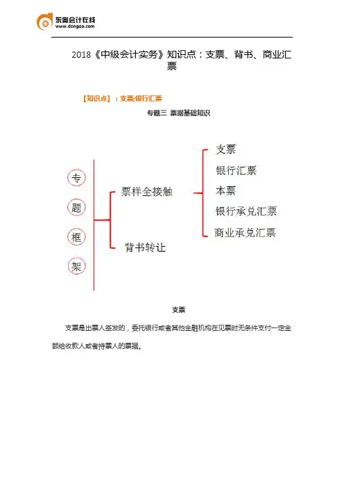 2018《中级会计实务》知识点：支票、背书、商业汇票