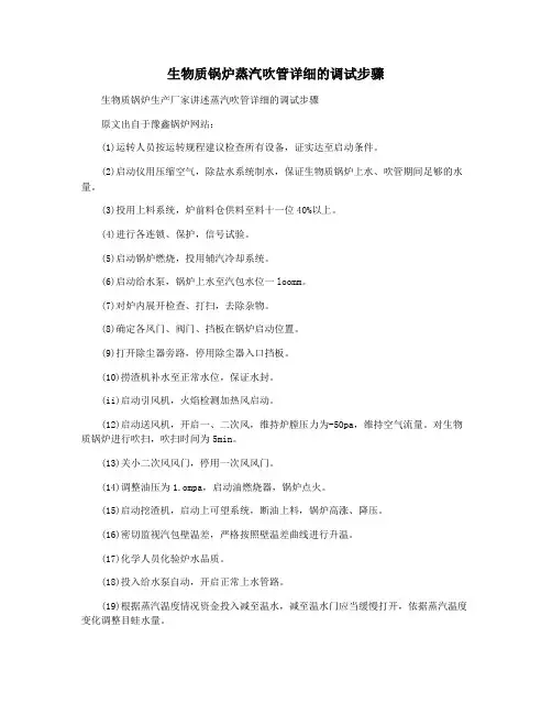 生物质锅炉蒸汽吹管详细的调试步骤