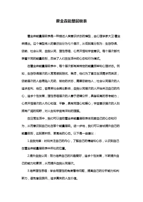 霍金森能量层级表