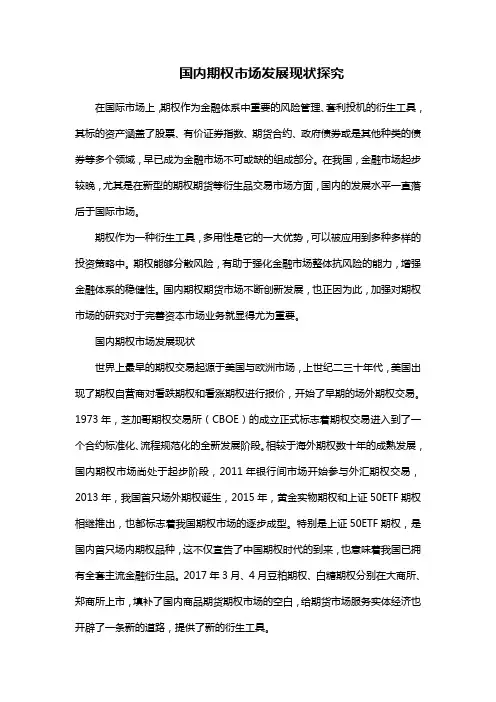 国内期权市场发展现状探究