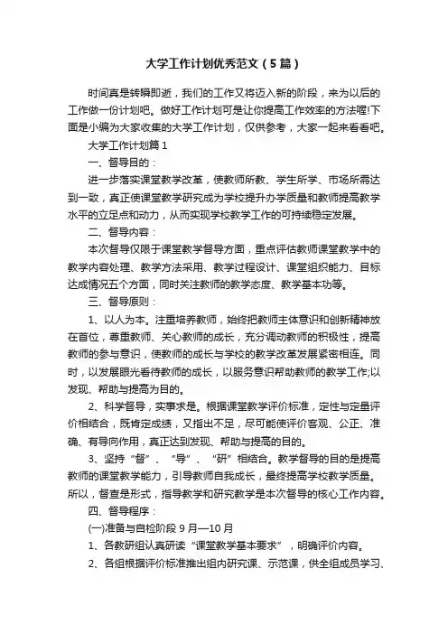大学工作计划优秀范文（5篇）