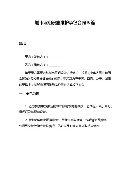 城市照明设施维护承包合同5篇