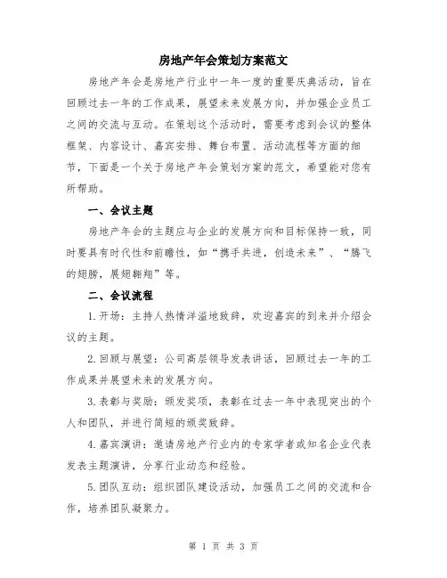 房地产年会策划方案范文