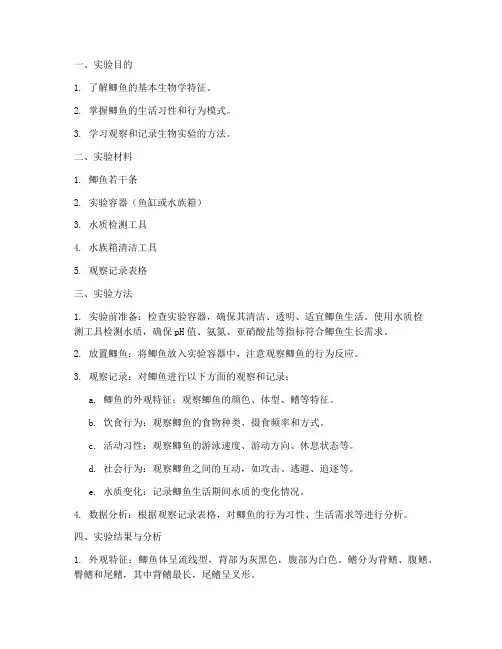 观察鲫鱼实验报告