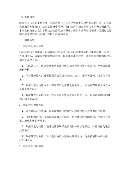 动态检测实训报告