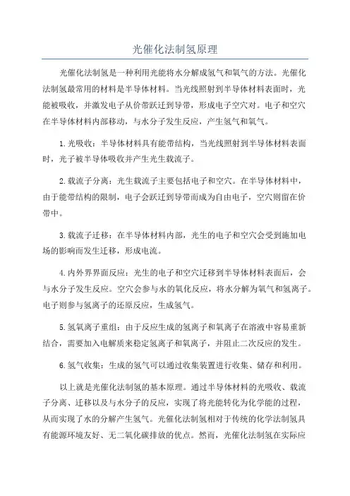 光催化法制氢原理