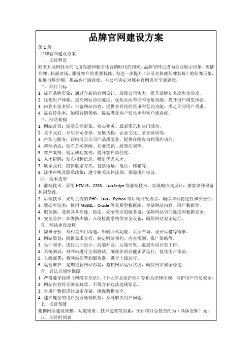 品牌官网建设方案