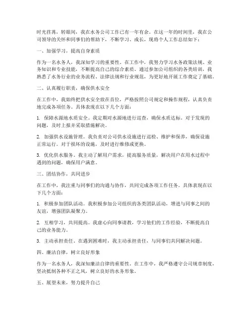 水务人的个人工作总结