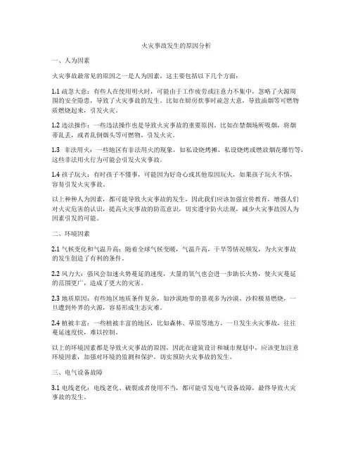 火灾事故发生的原因分析
