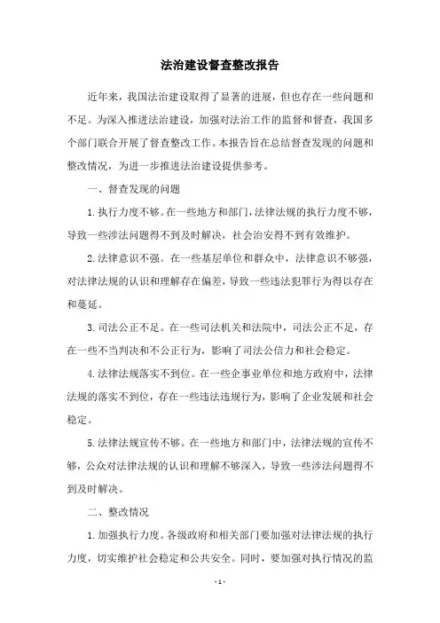 法治建设督查整改报告