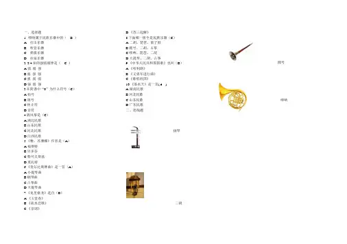 湖南文艺版六年级音乐下册试题