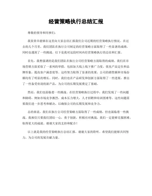 经营策略执行总结汇报