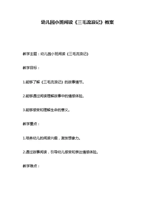 幼儿园小班阅读《三毛流浪记》教案