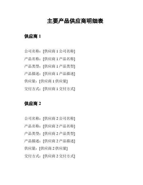 主要产品供应商明细表