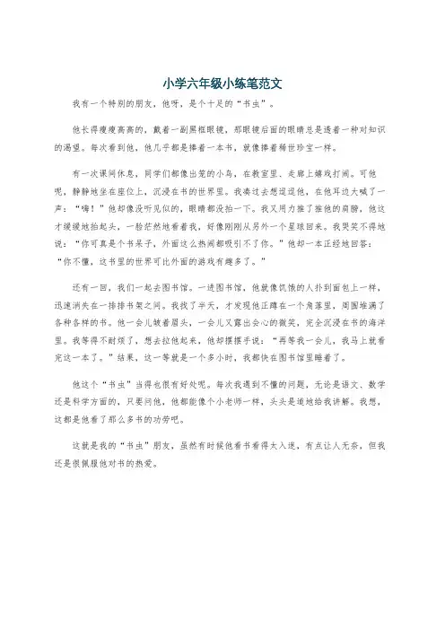 小学六年级小练笔范文