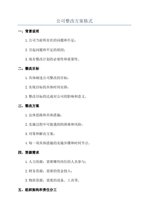 公司整改方案格式
