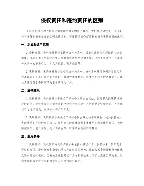 侵权责任和违约责任的区别