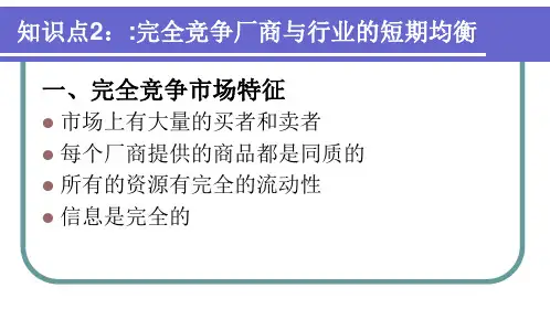 完全竞争厂商与行业的短期均衡