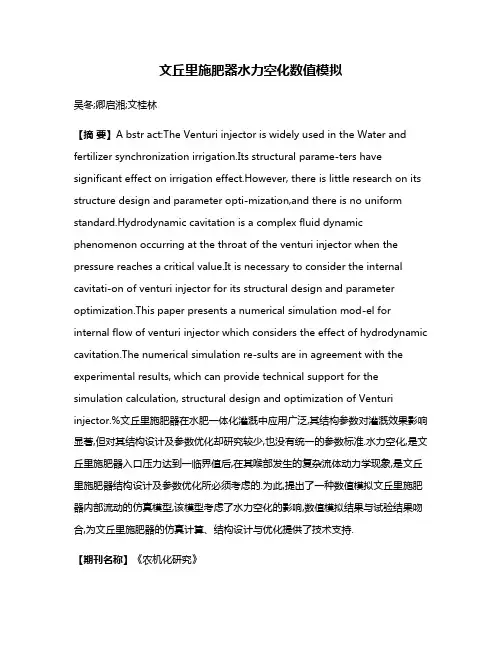 文丘里施肥器水力空化数值模拟