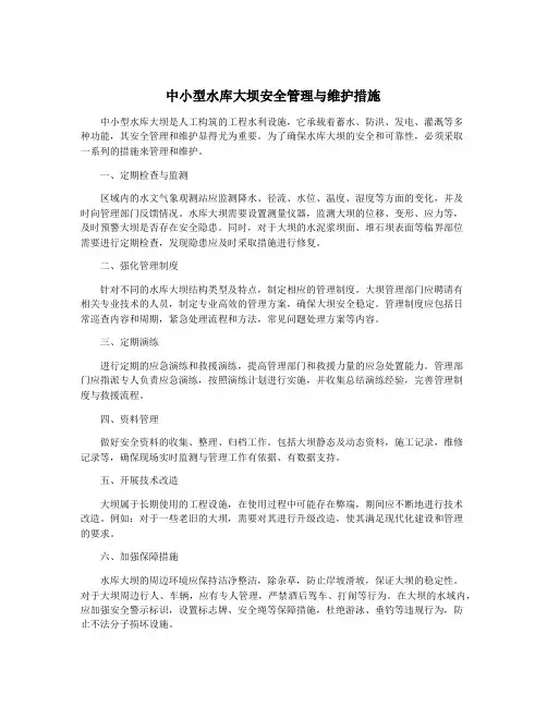中小型水库大坝安全管理与维护措施