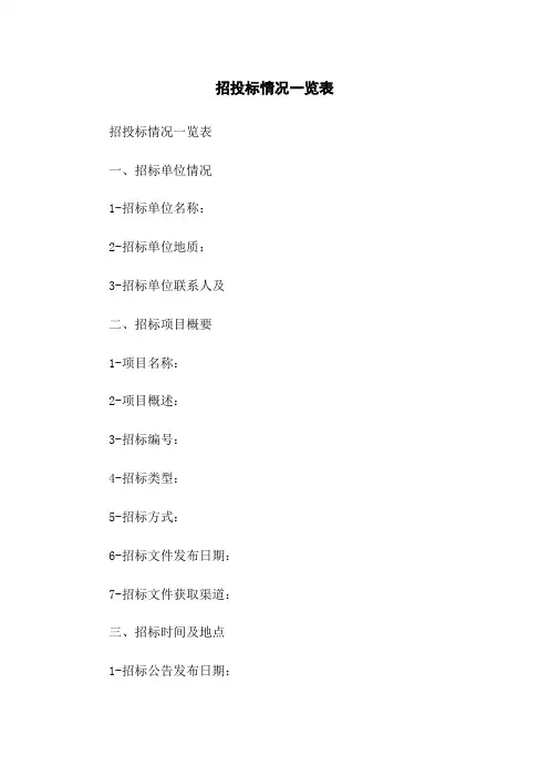 招投标情况一览表