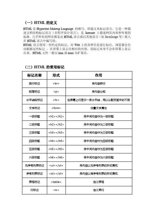 网页设计与制作教程之HTML代码