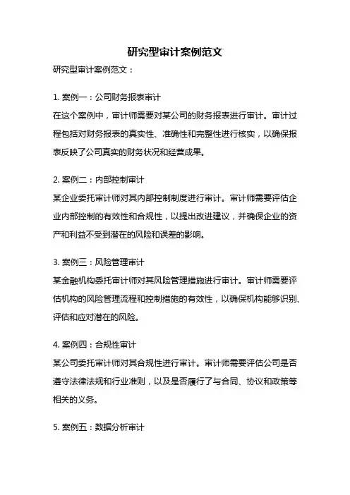 研究型审计案例范文